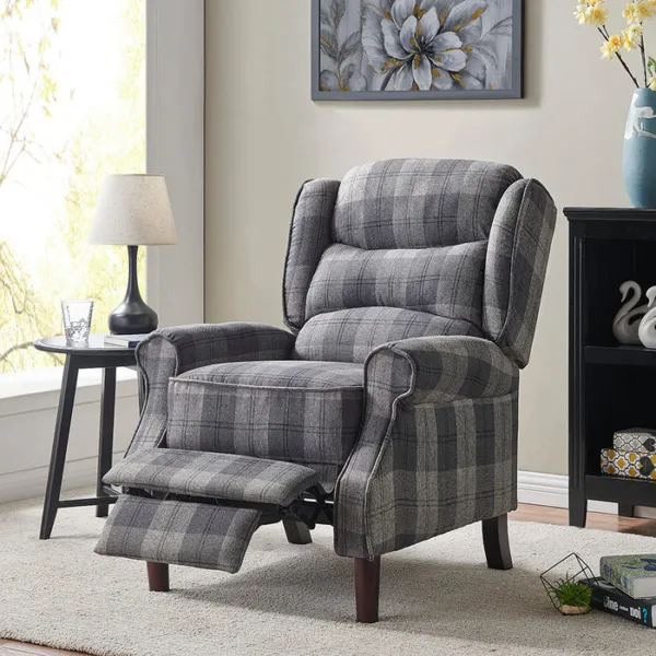 Nairn Tartan Recliner Chair, Grey