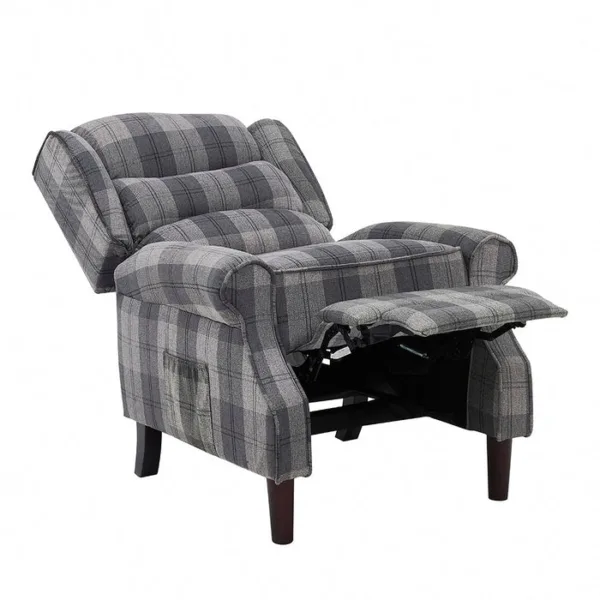 Nairn Tartan Recliner Chair, Grey