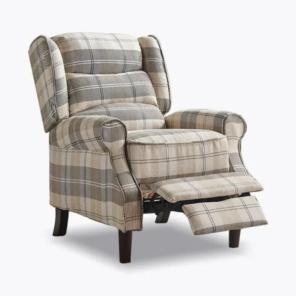 Nairn tartan recliner chair, beige