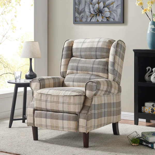 Nairn Tartan Recliner Chair, Beige