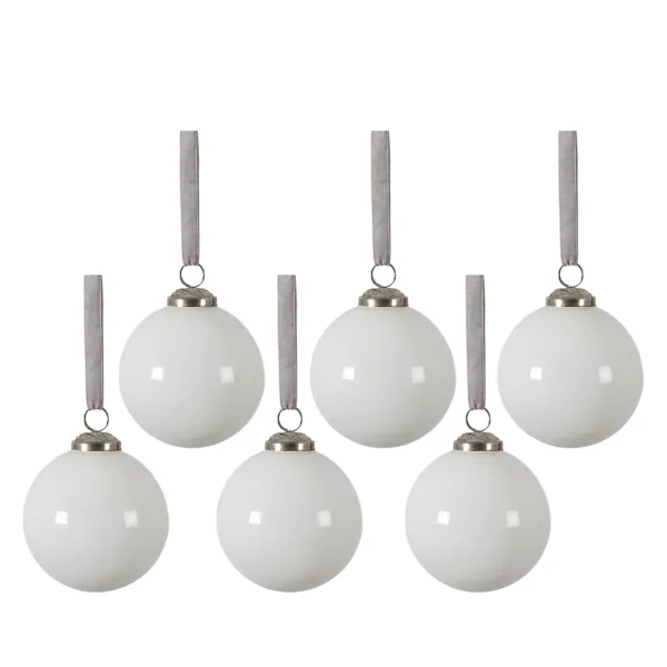 Set of 6 Soft White Assorted Baubles