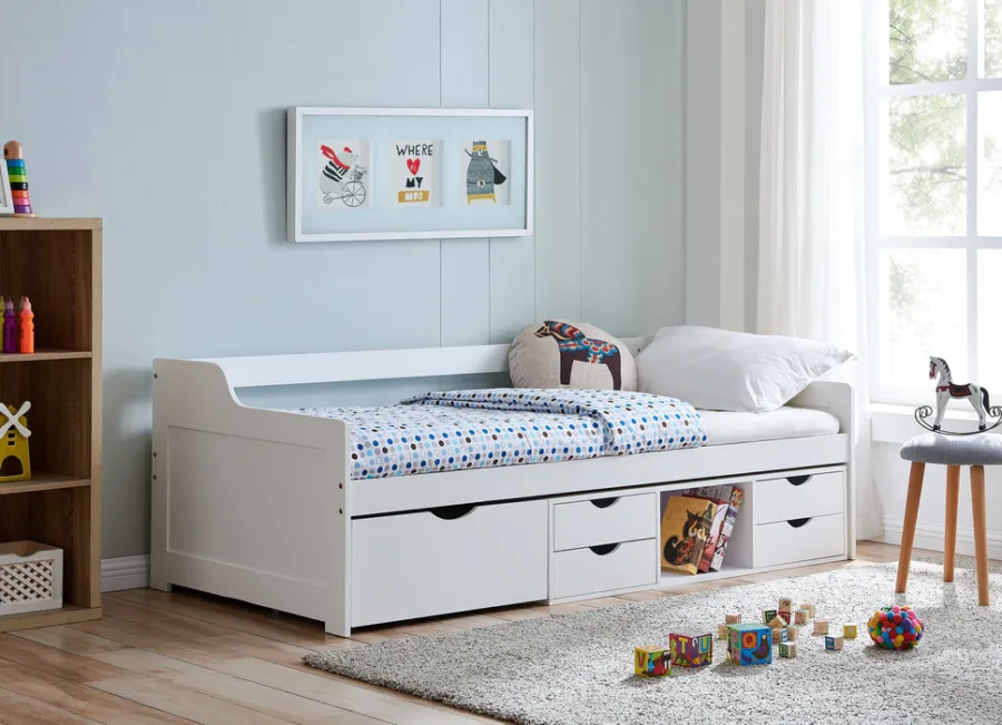 Durham kids cabin bed single with drawers - white