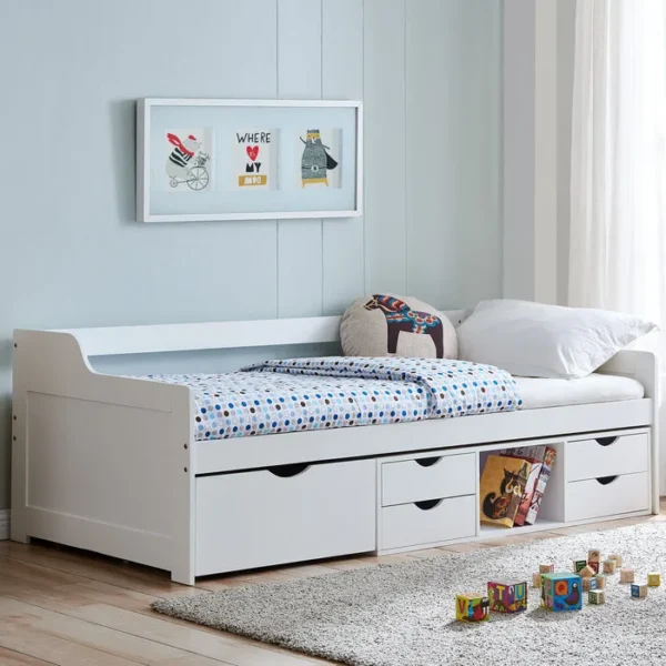 Durham Kids Cabin Bed Single With Drawers - White