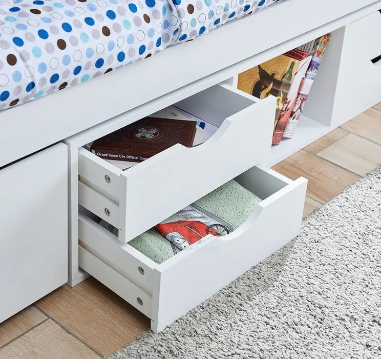 Durham kids cabin bed single with drawers - white Durham kids cabin bed single with drawers - white