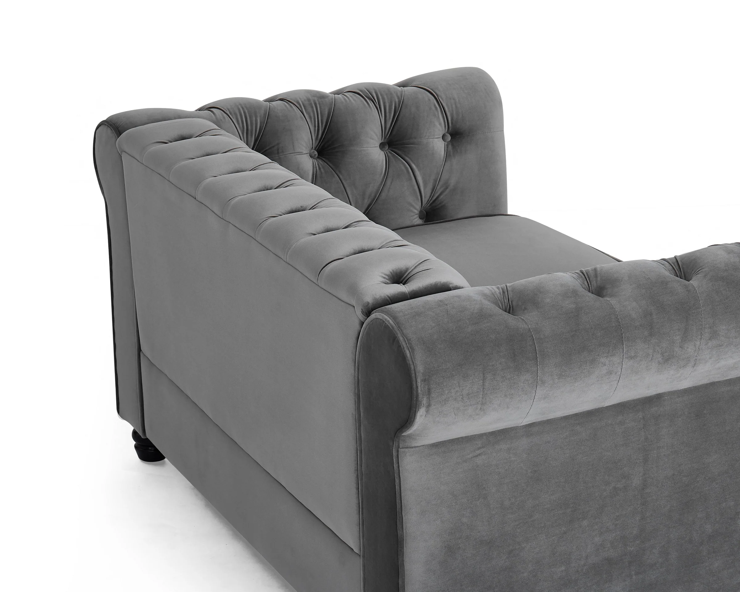 2 seater chesterfield sofa, grey velvet 2 seater chesterfield sofa, grey velvet