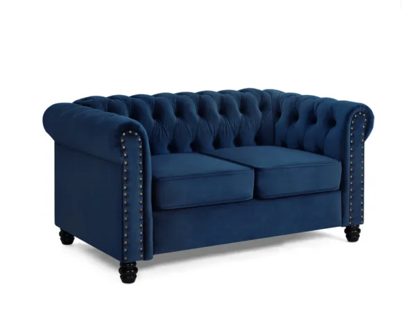 2 Seater Chesterfield Sofa, Blue Velvet