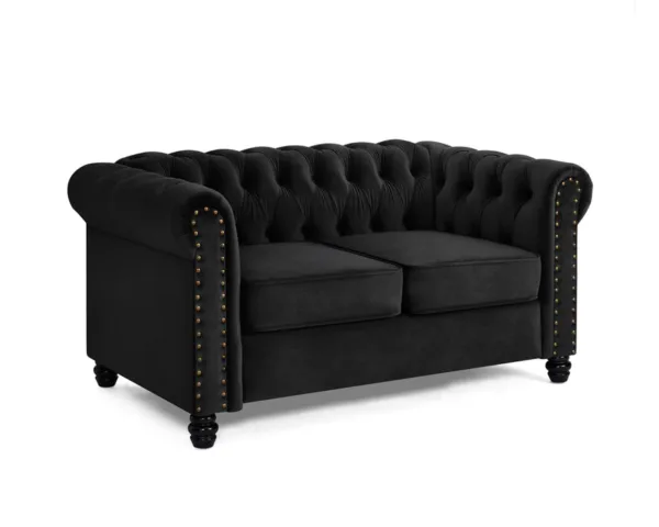 2 seater chesterfield sofa, black velvet