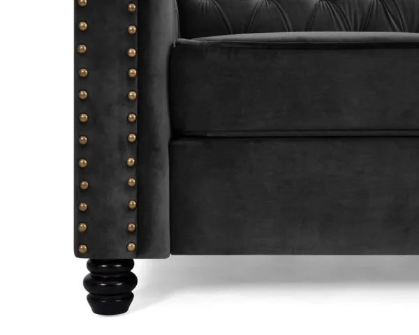 2 seater chesterfield sofa, black velvet