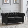 2 Seater Chesterfield Sofa, Black Velvet
