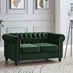 2 seater chesterfield sofa, green velvet