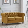 2 Seater Chesterfield Sofa, Gold Velvet