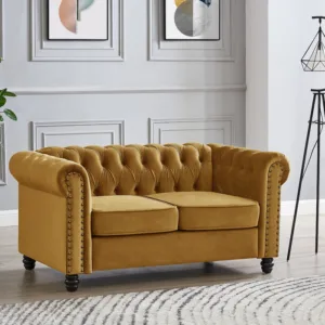 2 seater chesterfield sofa, gold velvet