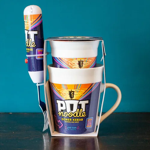 Doner Kebab Pot Noodle Gift Set With Mug & Spinning ForK
