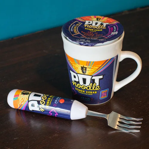 Doner Kebab Pot Noodle Gift Set With Mug & Spinning ForK