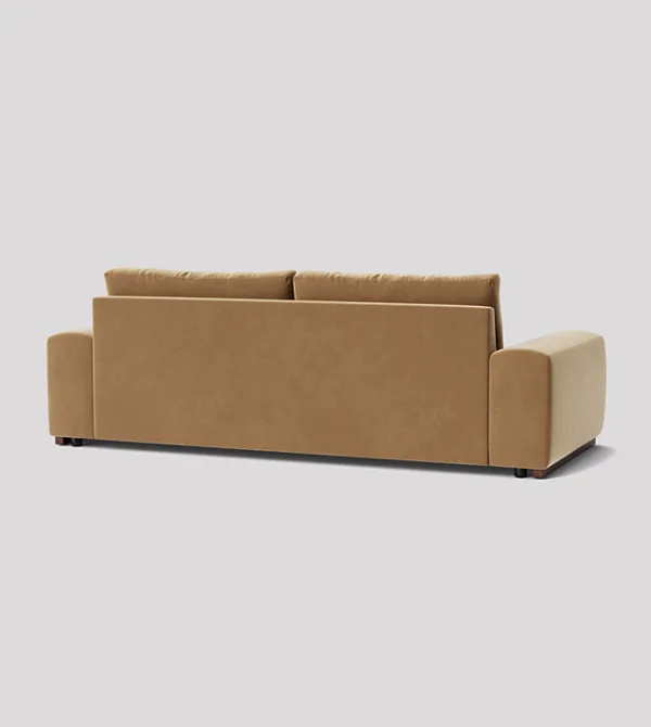 Denver 3-seater biscuit brown velvet sofa with deep cushions