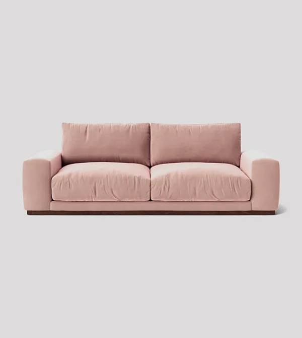 Denver 3-Seater Blush Pink Velvet Sofa With Deep Cushions