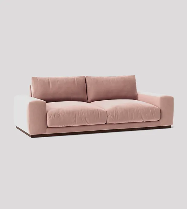 Denver 3-Seater Blush Pink Velvet Sofa With Deep Cushions