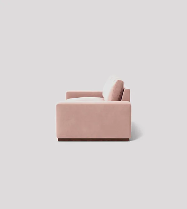 Denver 3-seater blush pink velvet sofa with deep cushions