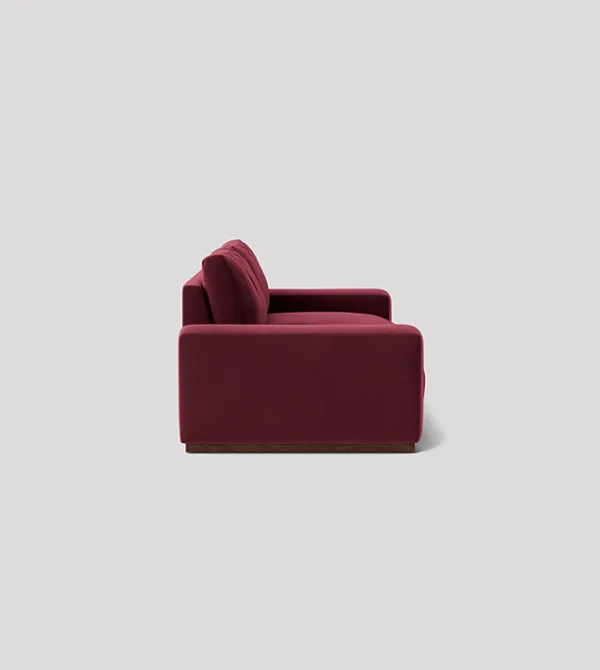 Denver 3-seater bordeaux red velvet sofa with deep cushions