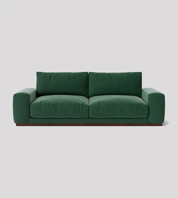 Denver 3-Seater Hunter Green Velvet Sofa With Deep Cushions