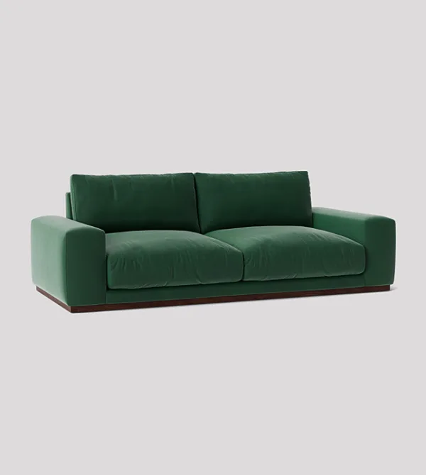 Denver 3-Seater Hunter Green Velvet Sofa With Deep Cushions