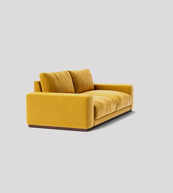 Denver 3-Seater Turmeric Yellow Velvet Sofa With Deep Cushions