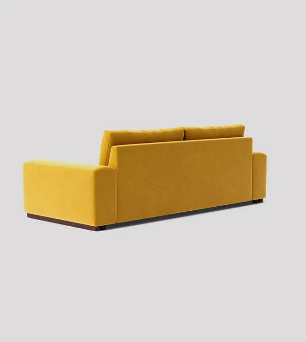 Denver 3-seater turmeric yellow velvet sofa with deep cushions
