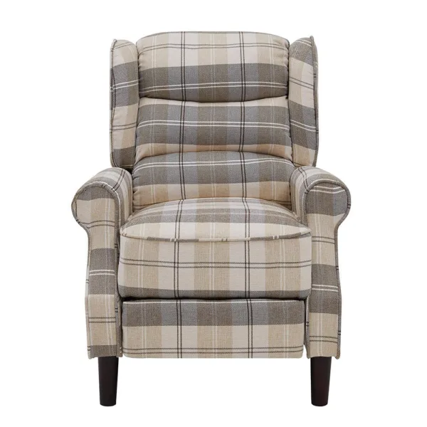 Nairn tartan recliner chair, beige