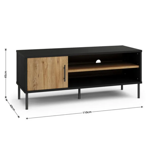 Holt 110cm wide tv unit, metal and wood