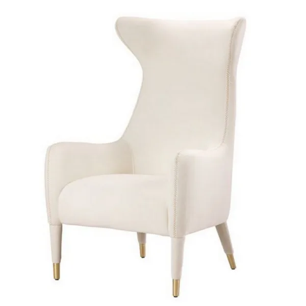 Delta wingback armchair white, with brushed gold feet