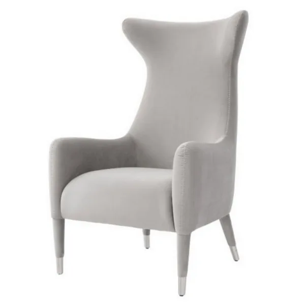 Delta Wingback Armchair Grey, With Brushed Gold Feet