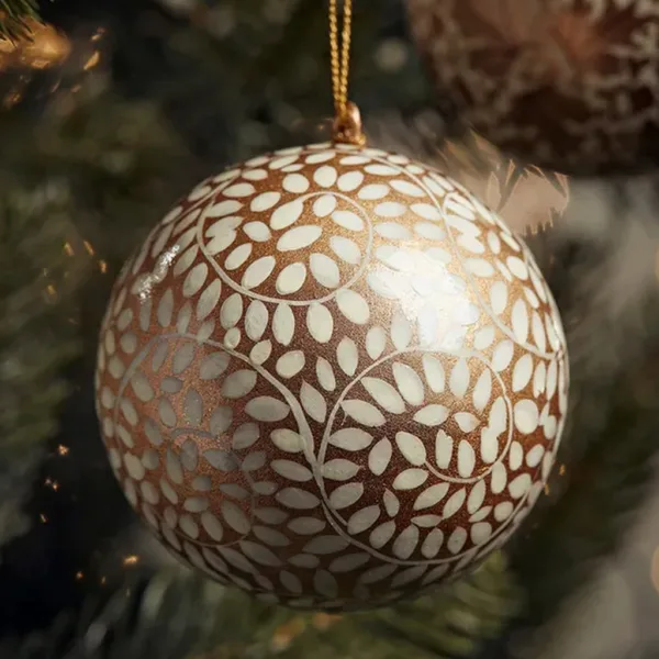 Three hand painted paper baubles