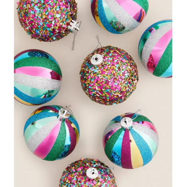 9 x Multicoloured Shatterproof Baubles