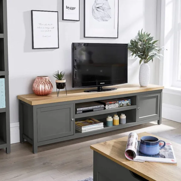 Avon 180xm wide media stand for living room - graphite