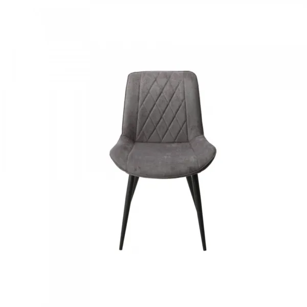 Baldwin Pair of Diamond Stitched Grey Dining Chairs