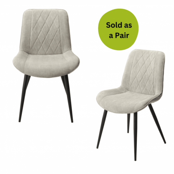 Baldwin Pair of Diamond Stitched Light Grey Dining Chairs