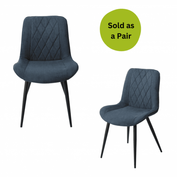 Baldwin Pair of Diamond Stitched Navy Dining Chairs