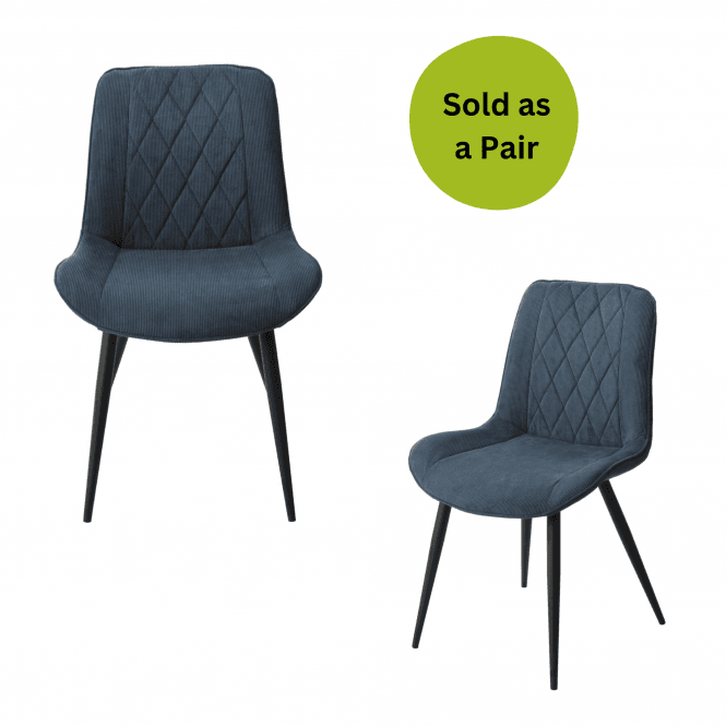 Baldwin pair of diamond stitched navy dining chairs