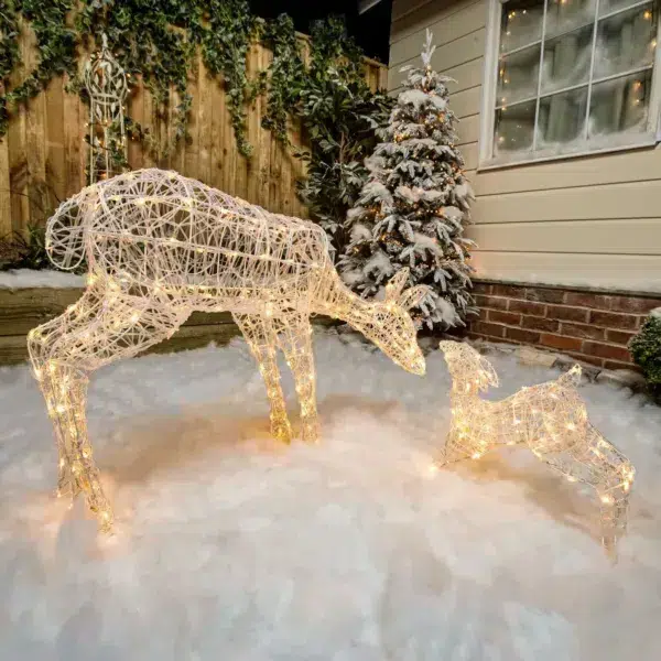 1m Warm White LED Christmas Mother and Baby Deer