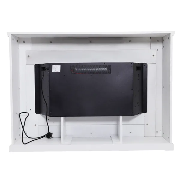 34 inch electric fireplace with white wooden mantel