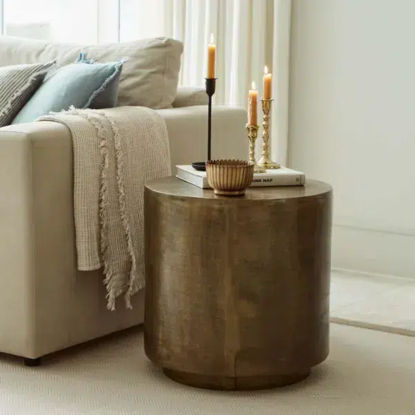 Antique brass effect coffee table