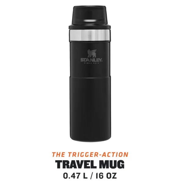 Stanley matt black trigger action travel mug 0. 47l