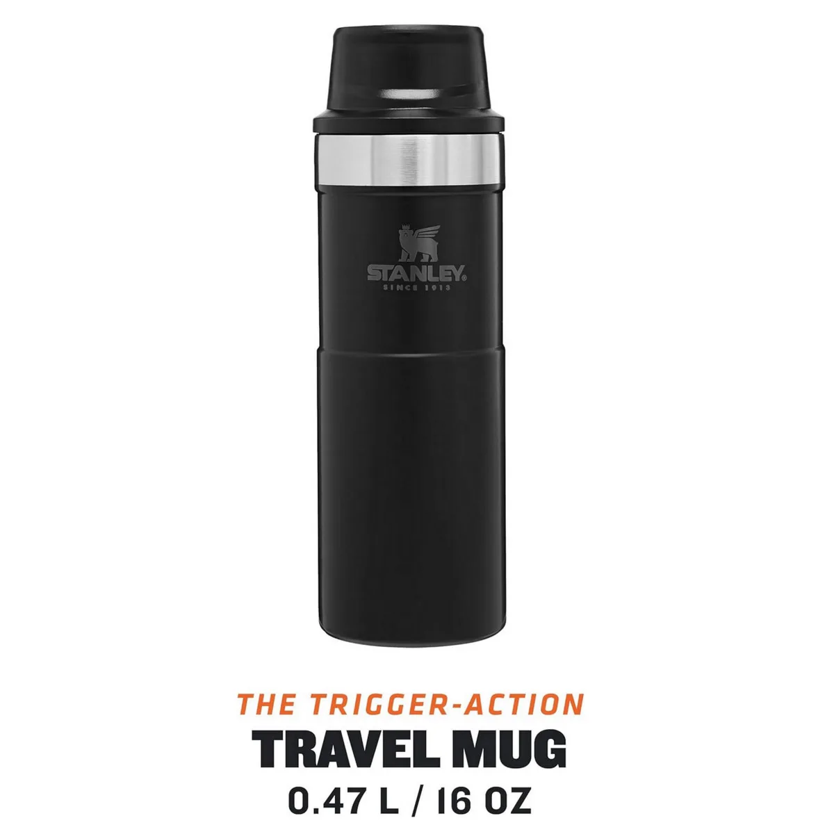 Stanley matt black trigger action travel mug 0. 47l Stanley matt black trigger action travel mug 0. 47l
