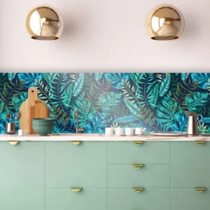 Bold blue custom splashback - for kitchen & bathroom