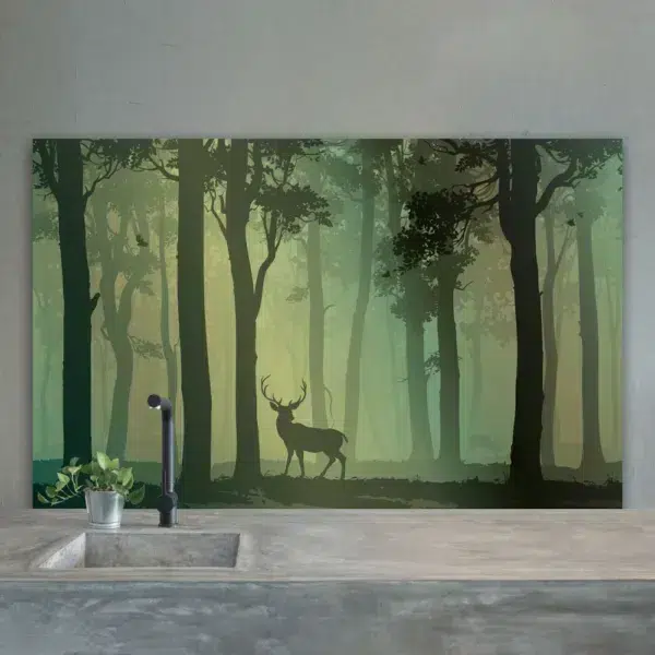 Forest With Deer & Birds Custom Splashback - For Kitchen & Bathroom