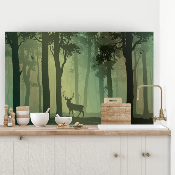 Forest With Deer & Birds Custom Splashback - For Kitchen & Bathroom