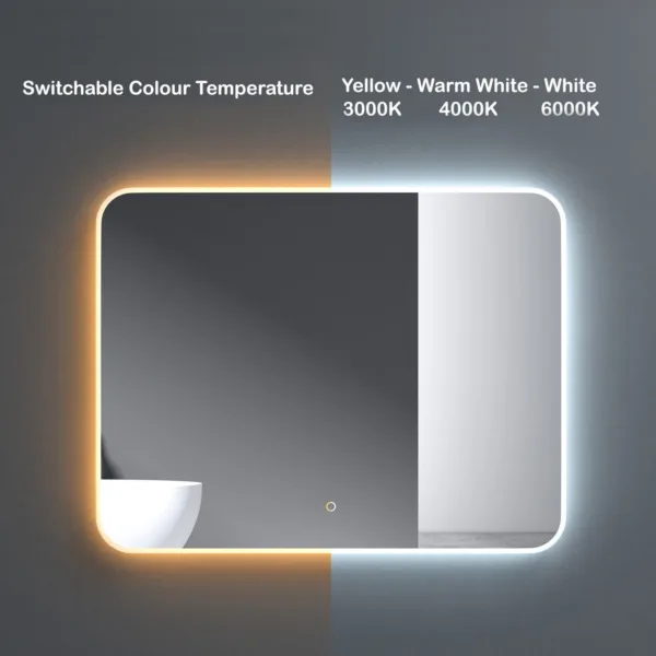 Wall Mounted Illuminated LED Bathroom Mirror 900 x 700mm