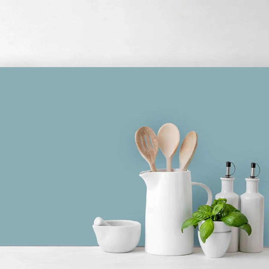 Matt baby blue custom splashback- for kitchen & bathroom