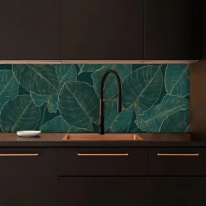 Modern leaves custom splashback - for kitchen & bathroom