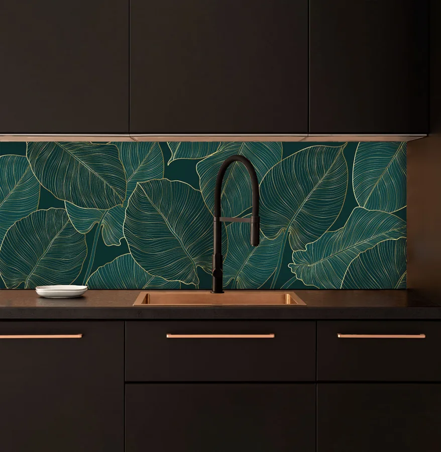 Modern leaves custom splashback - for kitchen & bathroom